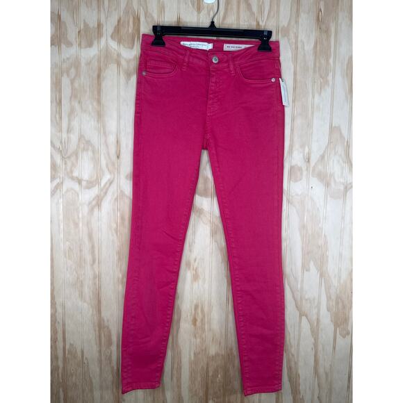 Anthropologie Pilcro Mid Rise Skinny Jeans Size 25 NWT Reddish Pink Denim Jeans - Picture 2 of 8